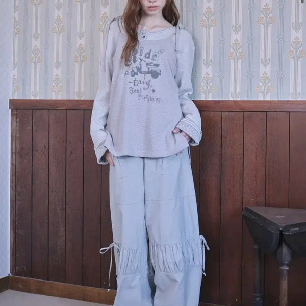 [BUNJANG] Hug Yourskin Shirring Flap Pants (Gray) S / 허그유어스킨 셔링 플랩 팬츠 (그레이) S