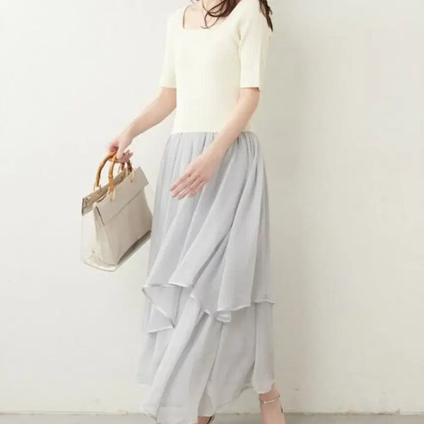 [BUNJANG] Natural Couture Square Neck Short Sleeve Summer Dress / 스나계 원피스 스퀘어넥 반팔 여름 아이보리 grl ingni 하객룩에겐녀