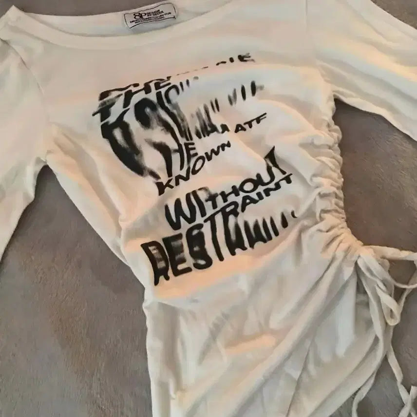 [BUNJANG] String Long-Sleeve T-Shirt White / 스트링 티셔츠 화이트