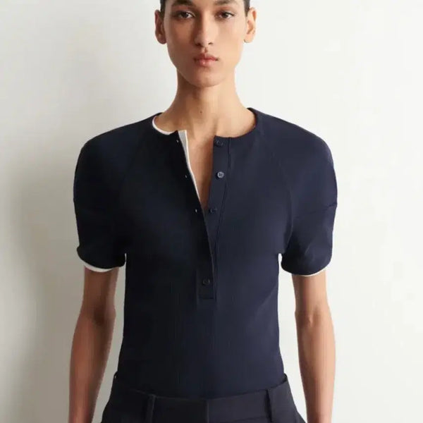 [BUNJANG] COS Round Ribbed Jersey Henley Top XS / 코스 라운드 리브드 저지 헨리 탑 xs