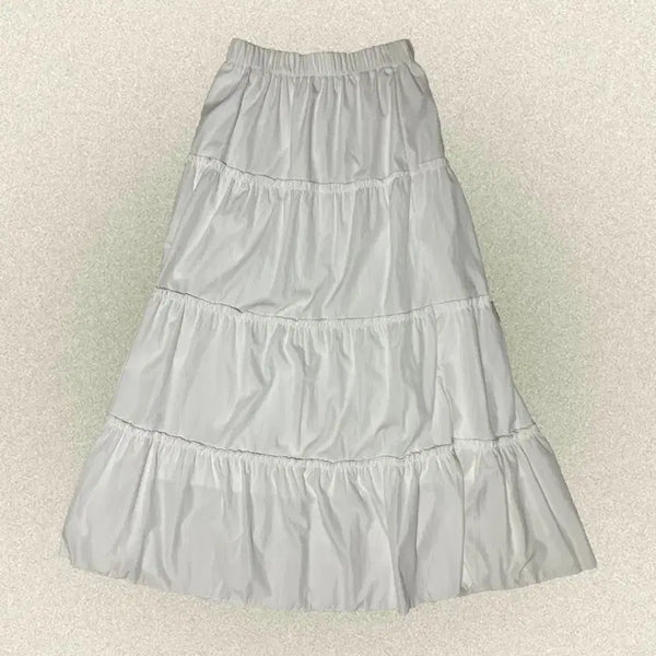 [BUNJANG] White Frill Layered Long Skirt Mori Mori Style / 화이트 프릴 롱스커트 캉캉 빈티지 모리걸 모리