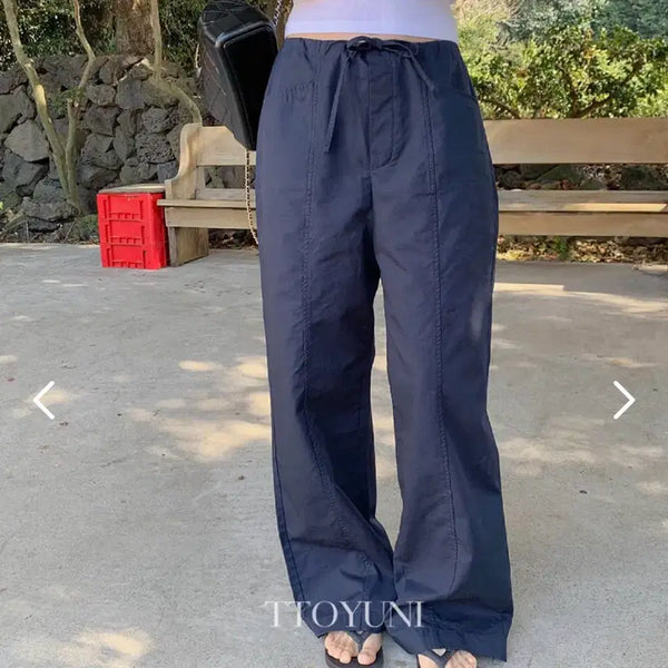 [BUNJANG] Vegetable Sand String Pants Navy Short / 베지터블 샌드 스트링 팬츠 네이비 숏