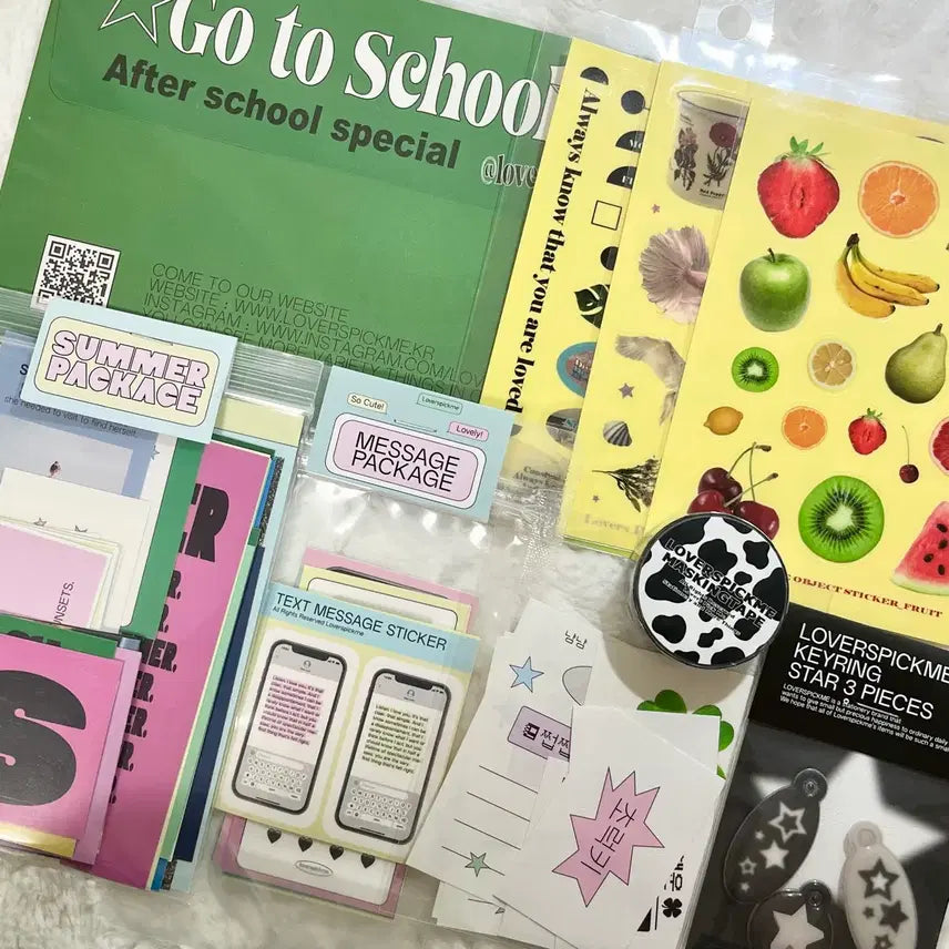 [BUNJANG] Kitsch Pink Deco Sticker Pack - Kiss Cut, Postcards, Seals / 다꾸 스티커 팩 키치 핑크 판매 랜박 랜봉 씰스 엽서 포용 키스컷