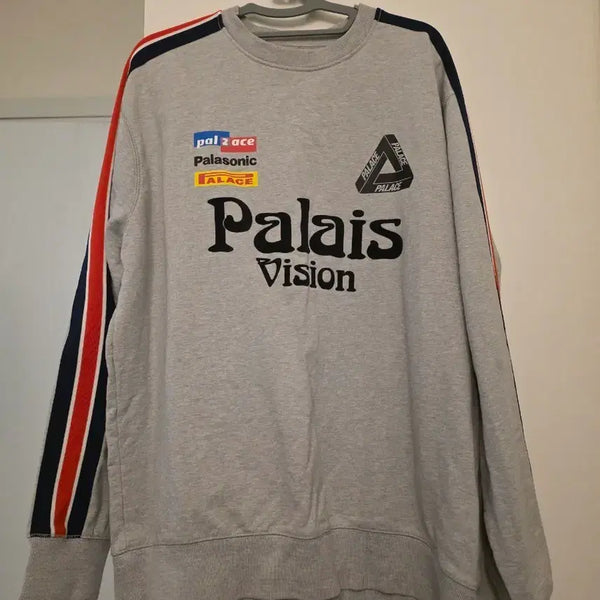 [BUNJANG] Palace Flag Stripe Crewneck Grey XL / 팔라스 플래그 스트라이프 크루넥 그레이 말 - 22SS