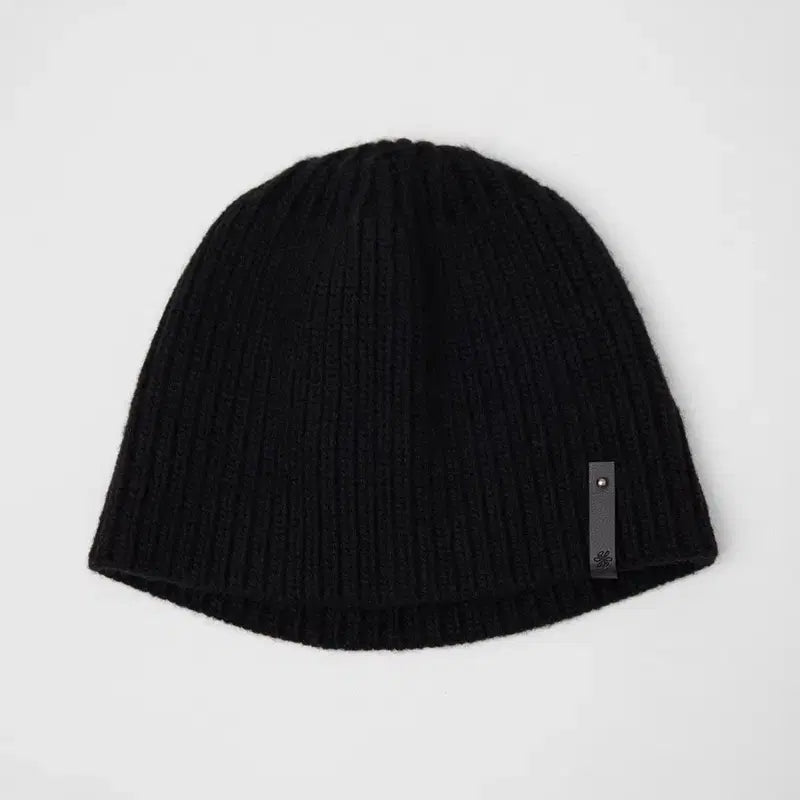 [BUNJANG] Youth Leather Trim Knit Beanie Black / youth 유스 레더 트림 니트 비니 블랙