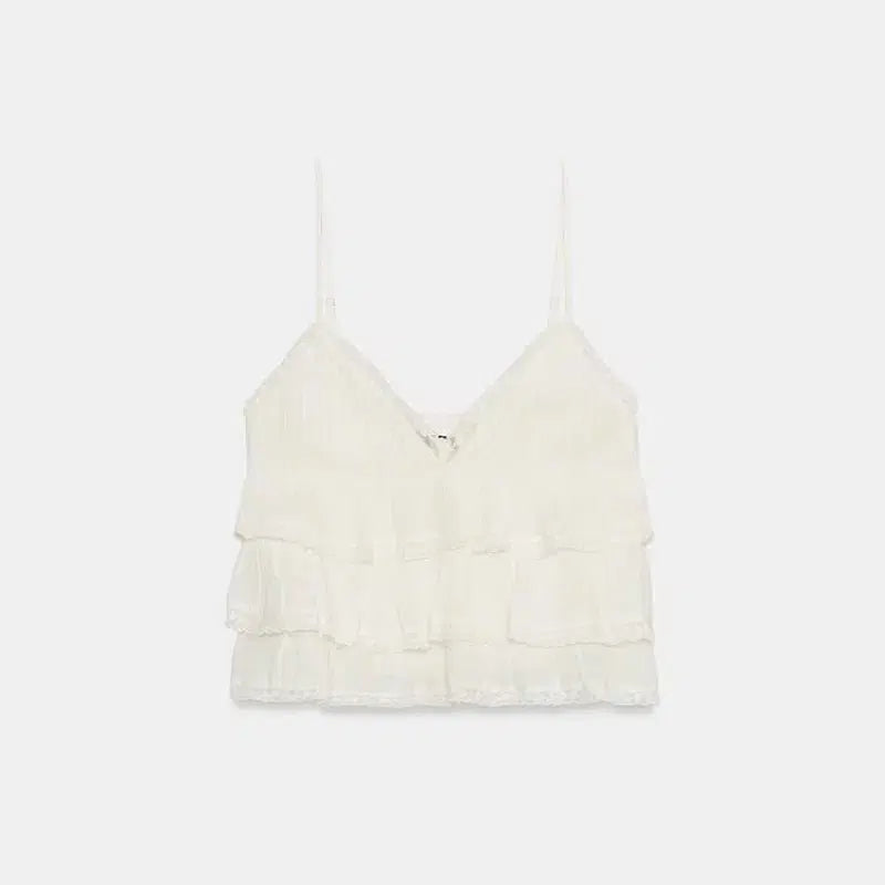 [BUNJANG] ZARA Embroidered Frill Top - Medium / 자라 자수 프릴 탑 m