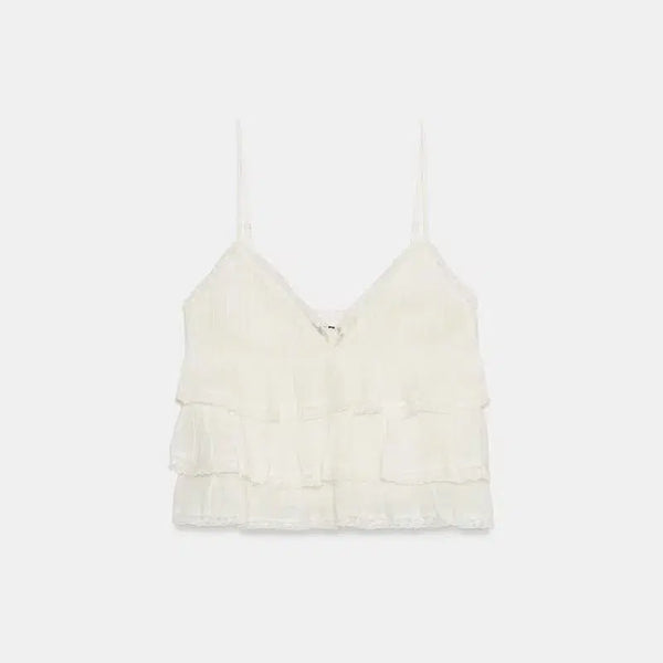 [BUNJANG] ZARA Embroidered Frill Top - Medium / 자라 자수 프릴 탑 m