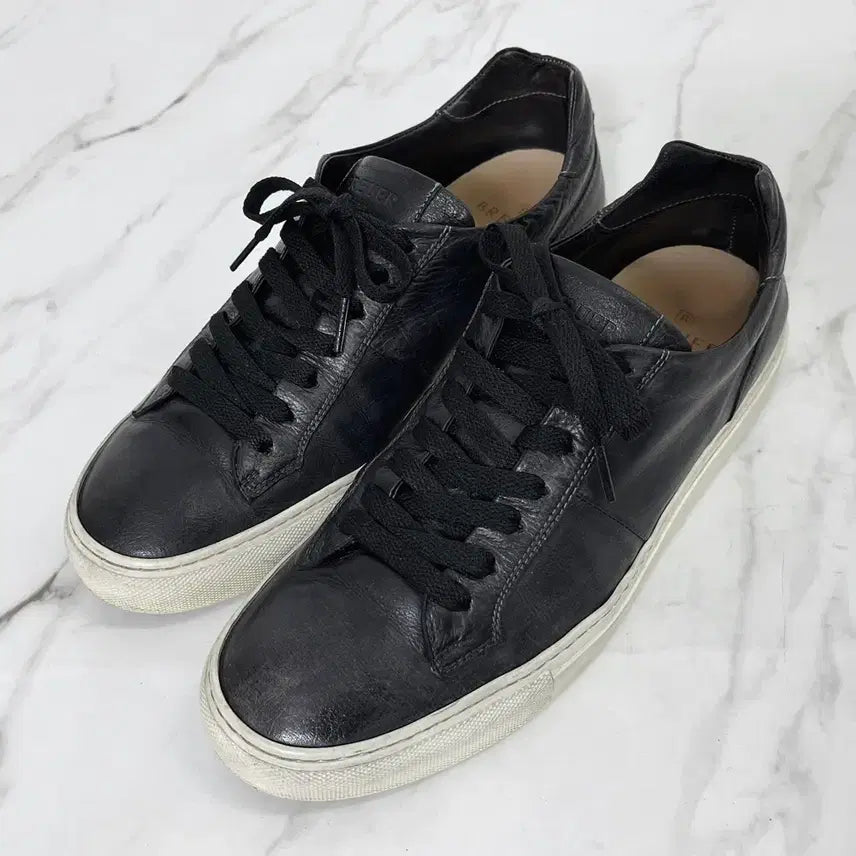 [BUNJANG] Breuer Handmade Black Leather Men's Sneakers (275) / [275] 브로이어 핸드메이드 블랙 가죽 남자 스니커즈