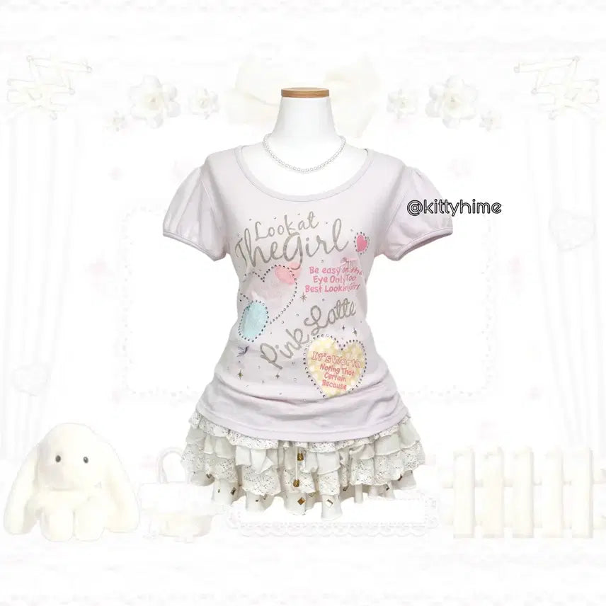 [BUNJANG] Pink Latte Heisei Kitsch Top / Pink latte 핑크 라떼 헤이세이 키치 탑