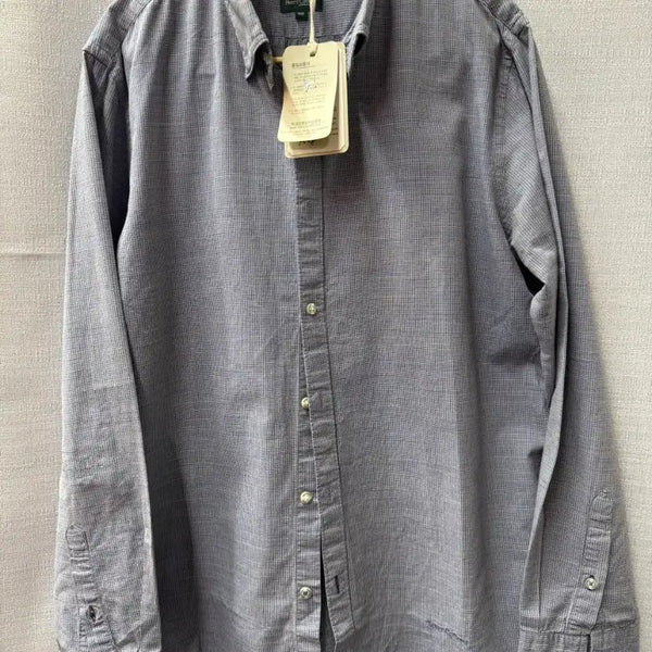 [BUNJANG] Henry Cotton Blue-Grey Check Long-Sleeve Shirt / 헨리코튼 텍달린 블루그레이 체크셔츠 (100)