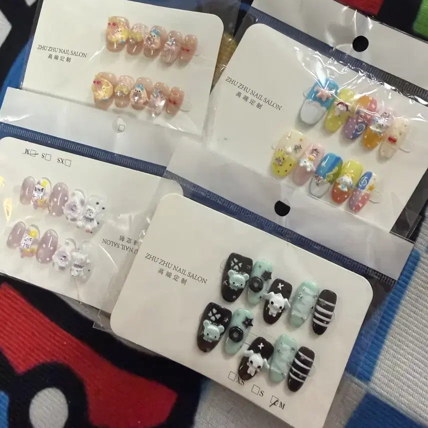 [BUNJANG] Character Nail Tips M Size Set / 캐릭터 네일팁m사이즈 4종 일괄(새상품)