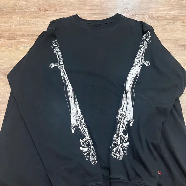 [BUNJANG] Etce Long Sleeve XL Black Graphic T-shirt / Etce 롱슬리브 xl
