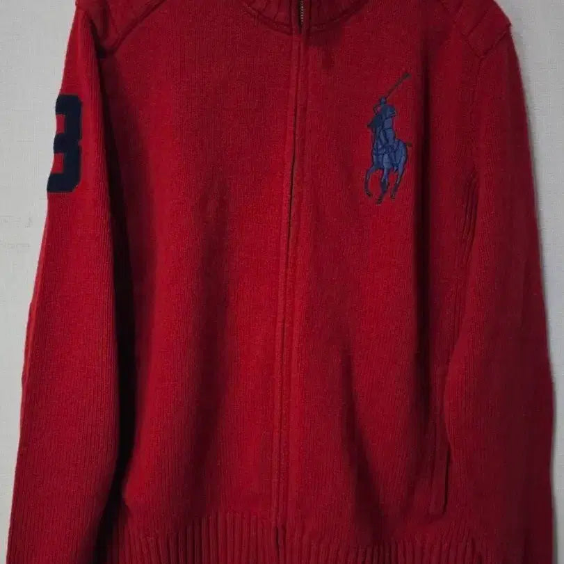 [BUNJANG] Polo Big Pony Red Knit Zip-Up M-L / 폴로 POLO 빅포니 레드 니트집업 95~100 / M~L
