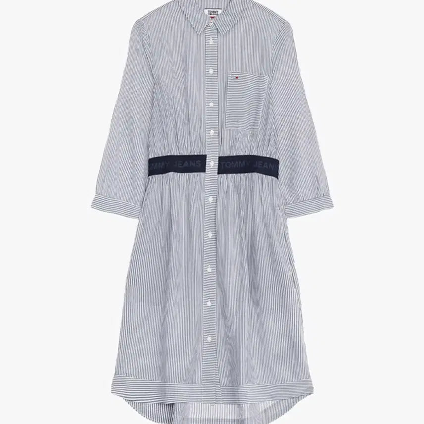 [BUNJANG] Tommy Jeans Lyocell Blend Striped Shirt Dress XS / 타미진스 리오셀혼방 스트라이프 셔츠 원피스 XS