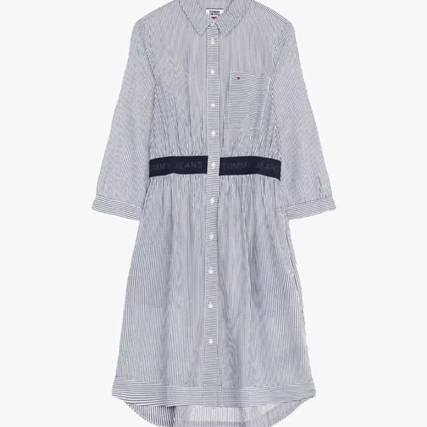 [BUNJANG] Tommy Jeans Lyocell Blend Striped Shirt Dress XS / 타미진스 리오셀혼방 스트라이프 셔츠 원피스 XS