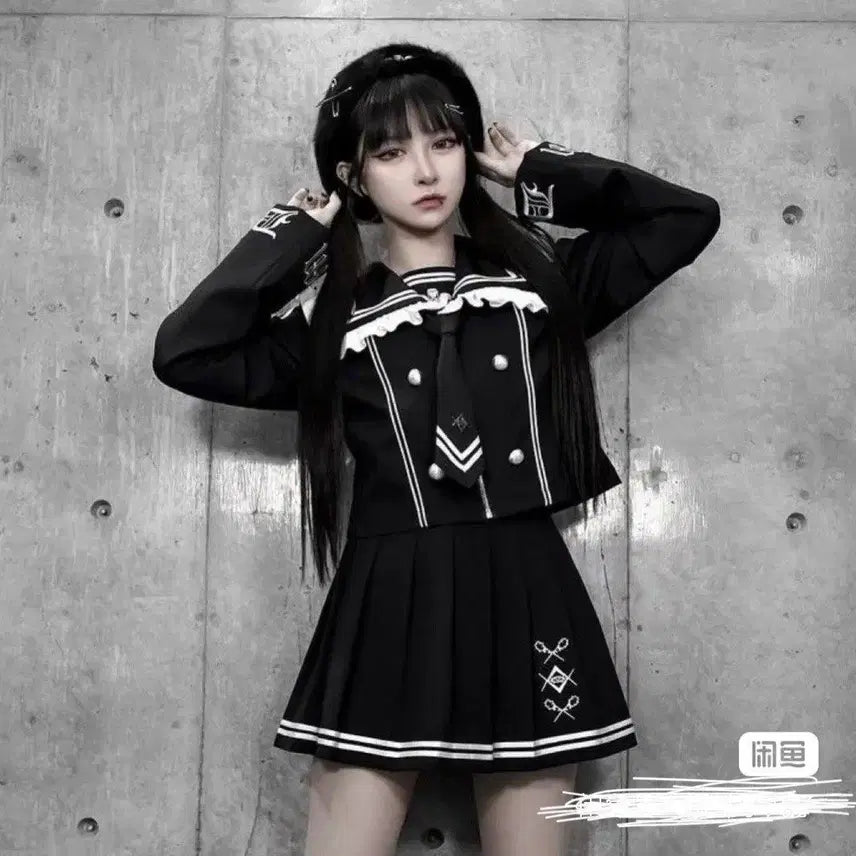 [BUNJANG] Dimmoire Sailor Setup White/Black / 딤모아르 세일러 셋업 흰검