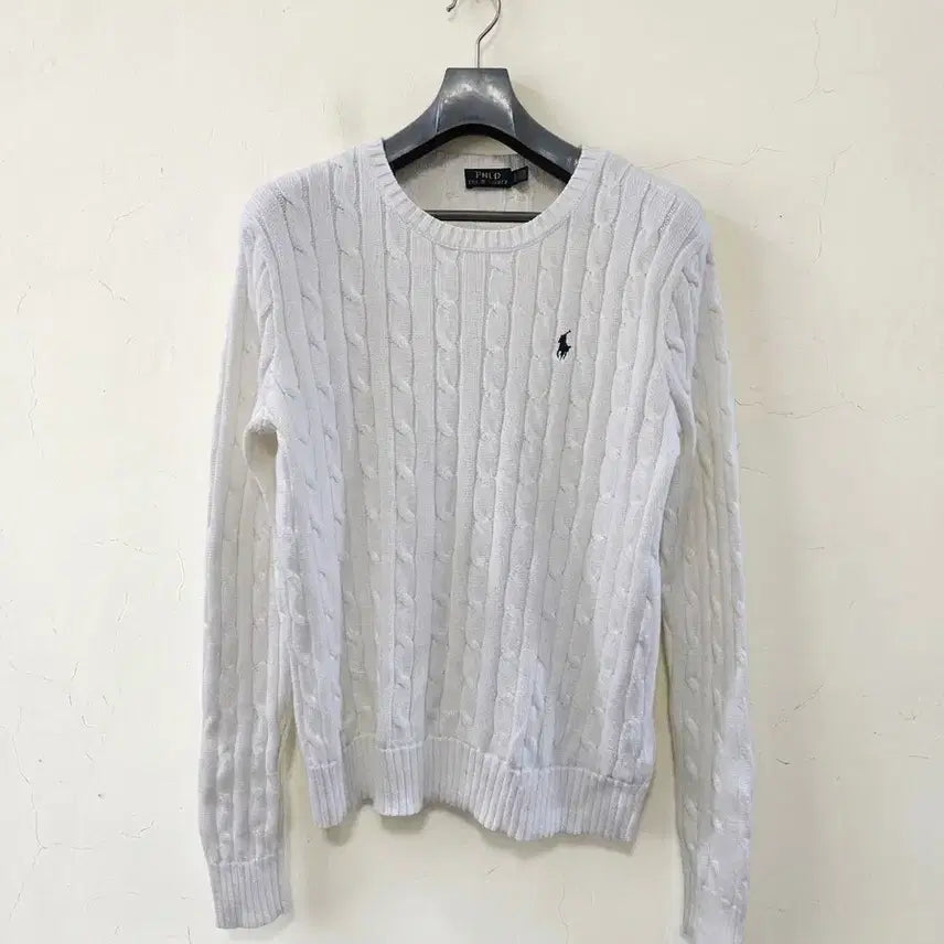 [BUNJANG] Polo Ralph Lauren White Cable Knit Sweater L / 폴로 랄프로렌 화이트 꽈배기 니트 L