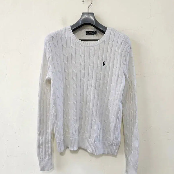 [BUNJANG] Polo Ralph Lauren White Cable Knit Sweater L / 폴로 랄프로렌 화이트 꽈배기 니트 L