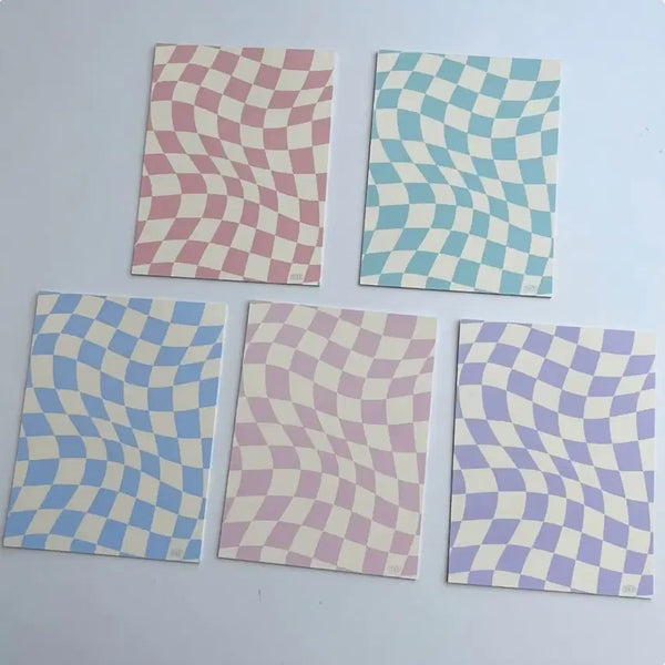 [BUNJANG] Onse Vanilla Checkerboard Memo Pad Set (5 Types) / [온세] 바닐라 체커보드 메모지 5종 일괄 띵