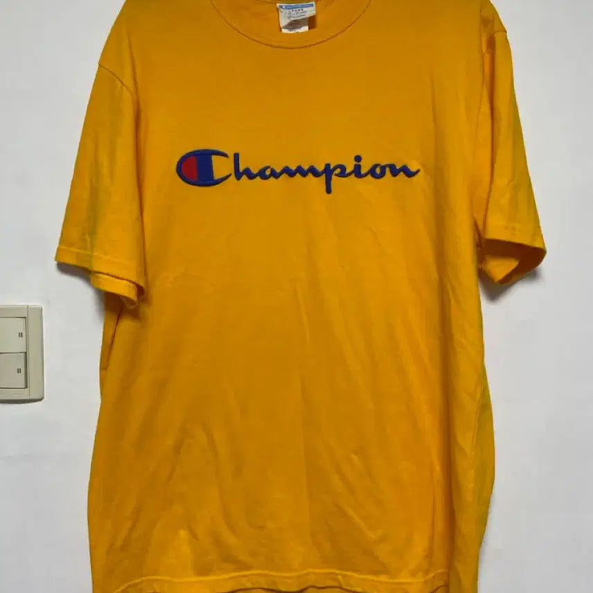 [BUNJANG] Champion Yellow T-Shirt L Size / [CHAMPION] 챔피온 반팔티 옐로우 티셔츠 L사이즈