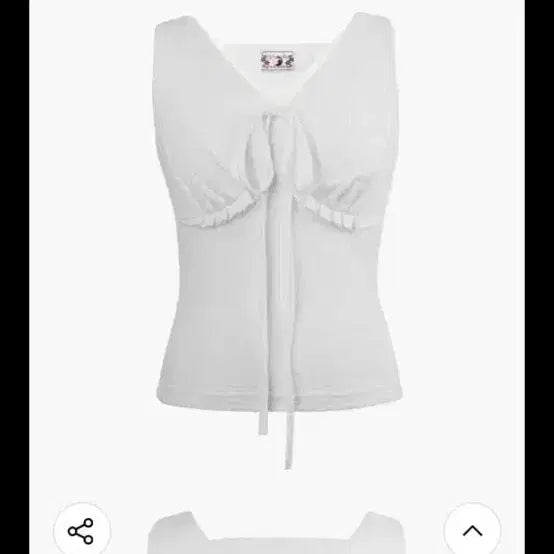 [BUNJANG] Ruffle Neck Frill Tie Sleeveless Top - White / 러프넥 프릴 타이 슬리브리스 탑 화이트((새상품))