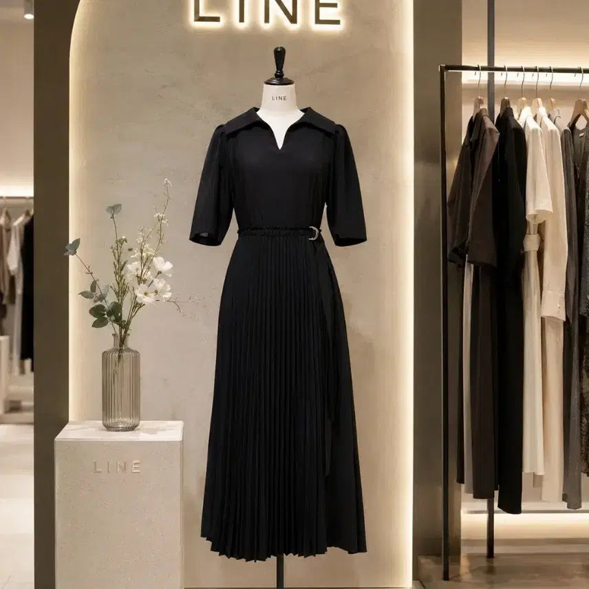 [BUNJANG] LINE Black Pleated Dress / LINE 블랙 플리츠 원피스 / 하객룩
