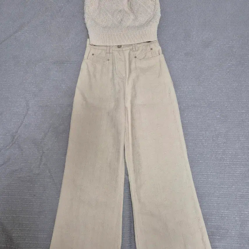 [BUNJANG] TIME Jacquard Wide Embroidered Denim Pants / 타임 자카드 와이드 자수 데님 팬츠