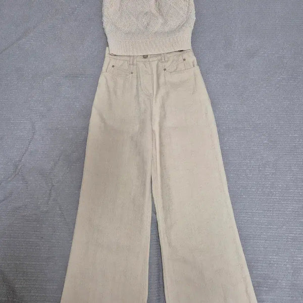 [BUNJANG] TIME Jacquard Wide Embroidered Denim Pants / 타임 자카드 와이드 자수 데님 팬츠