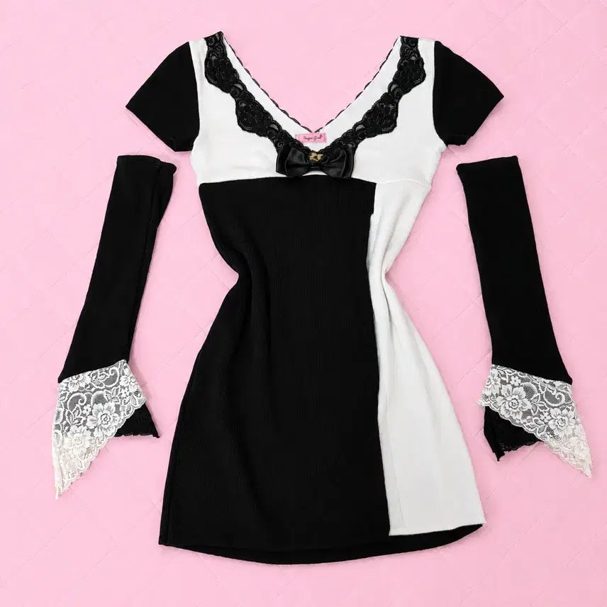 [BUNJANG] MA*RS One-Piece Dress & Warmer Set / 오늘만) MA*RS MARS 마즈 원피스 갸루 오네갸루 워머 슈가글로스