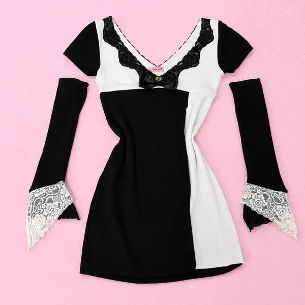 [BUNJANG] MA*RS One-Piece Dress & Warmer Set / 오늘만) MA*RS MARS 마즈 원피스 갸루 오네갸루 워머 슈가글로스