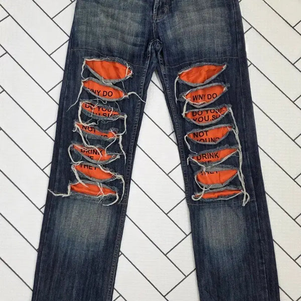 [BUNJANG] Dolce & Gabbana Men's Orange Patch Jeans Size 30 / 돌체앤가바나 오렌지색 패치 남성 청바지. 싸이즈 30