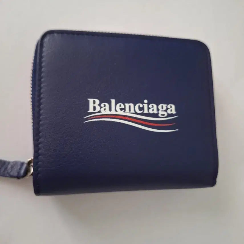 [BUNJANG] Balenciaga Wave Logo Zip Bifold Wallet Blue / 발렌시아가  웨이브 로고 지퍼 반지갑 블루