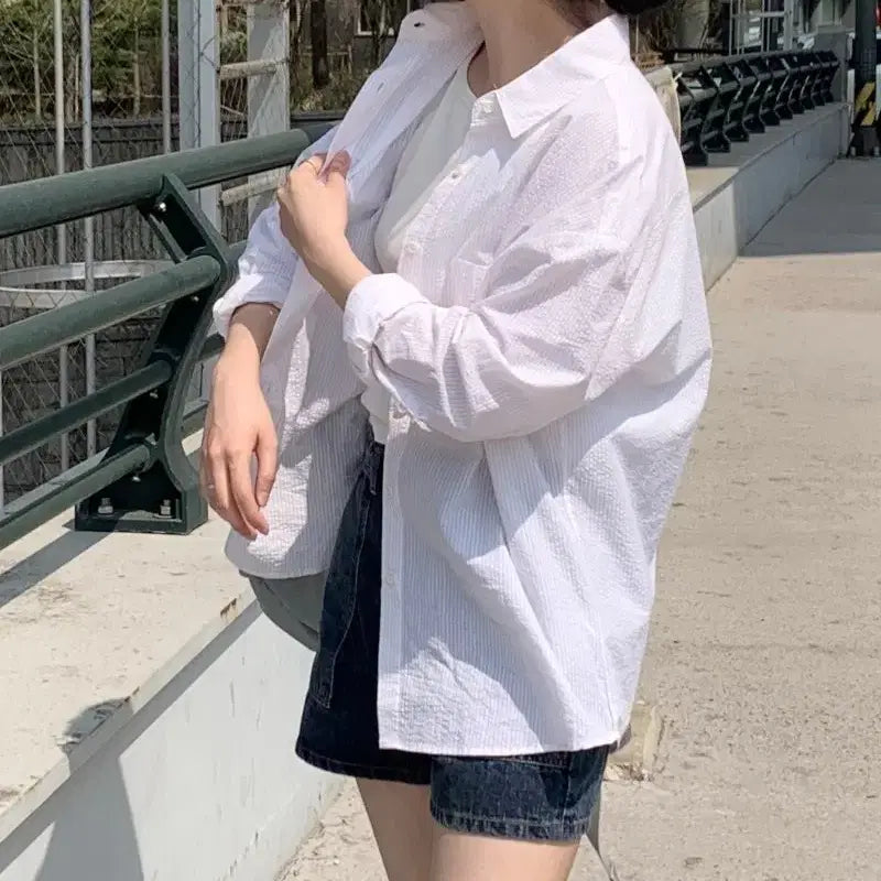 [BUNJANG] Nomelles Flip Seersucker Shirt Size 1 / 노멜렛 플립 시어서커 셔츠