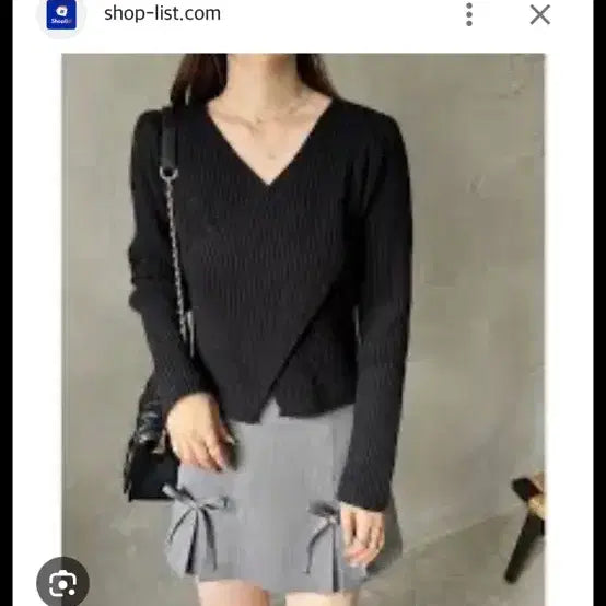 [BUNJANG] Niceclub Knit Puff Balloon V-Neck Cropped Knit Black / 나이스클럽 니트 퍼프 벌룬 브이넥 니트 블랙 크롭 니트