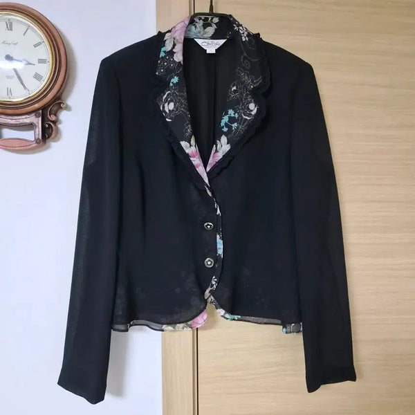 [BUNJANG] CHOIBOKO Designer Floral Color-Block Chiffon Jacket / 최복호 디자이너 플라워 배색 시폰 자켓