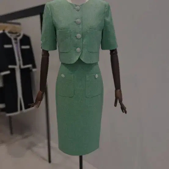 [BUNJANG] MOJO.S.PHINE Mint Tweed Crop Jacket (Size 55) / 모조에스핀 민트색 트위드 크롭자켓 (55,새옷컨디션)