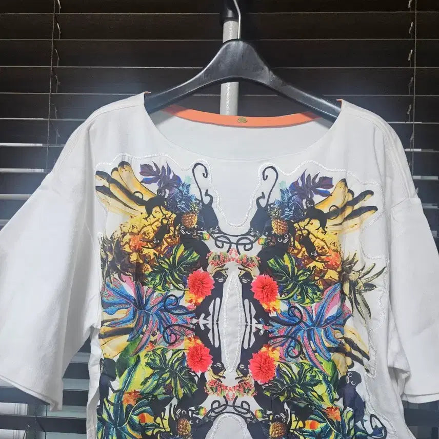[BUNJANG] System Flower Print Short Sleeve Cropped T-Shirt / 시스템 플라워프린팅 반팔 티셔츠