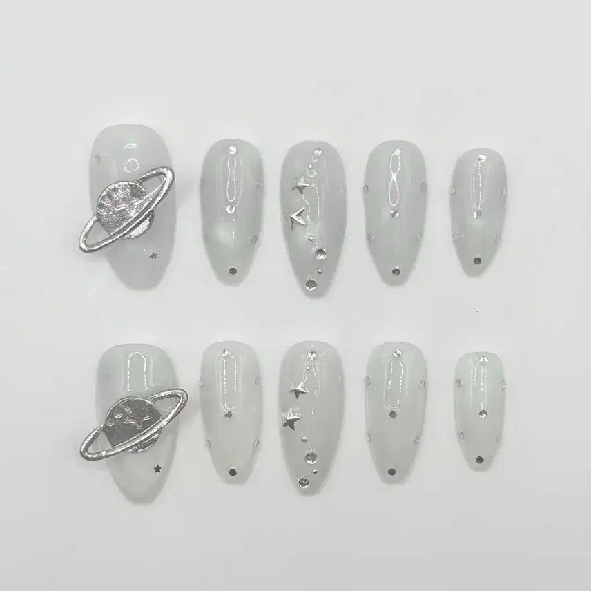 [BUNJANG] Custom Handmade Magnet Gel Nail Tips - Galaxy, Planet, Star, Dot Designs / 자석젤 우주 행성 별 도트네일팁 xs/s/m/l 주문제작 수제