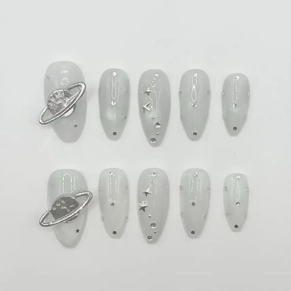 [BUNJANG] Custom Handmade Magnet Gel Nail Tips - Galaxy, Planet, Star, Dot Designs / 자석젤 우주 행성 별 도트네일팁 xs/s/m/l 주문제작 수제
