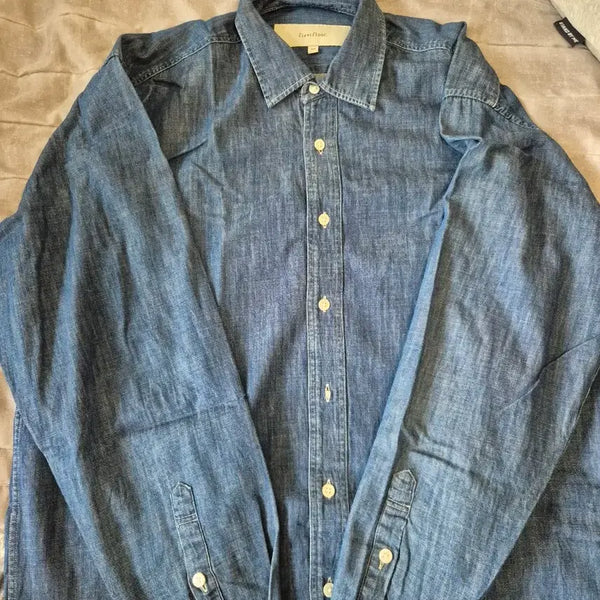 [BUNJANG] Firstfloor Kuroki Denim Shirt Size 46 / 퍼스트플로어 쿠로키 데님셔츠 46 사이즈