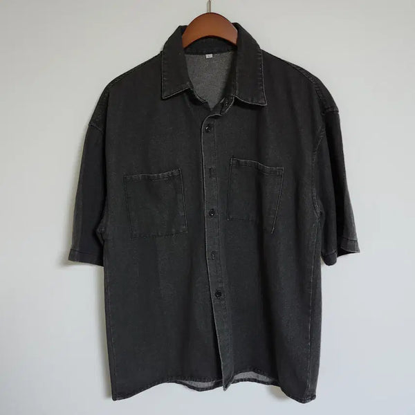 [BUNJANG] Men's Black Washed Denim Half-Sleeve Jacket (L) / 반팔 청자켓 흑청 남성 남자 [L]