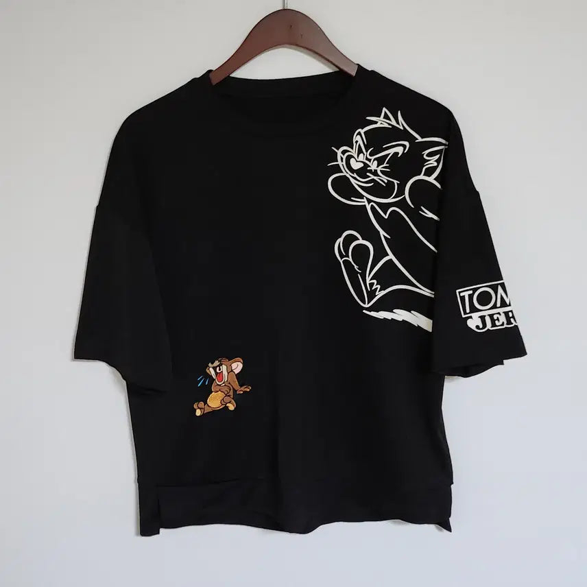 [BUNJANG] Tom and Jerry Black Short-Sleeve T-Shirt (Women's Size 95) / 톰과 제리 반팔티 반팔 티셔츠 여성 여자 블랙 [95]