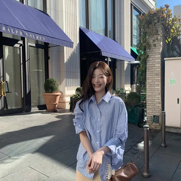 [BUNJANG] JENNIO Cafe Stripe Shirt / 제니오 카페 스트라이프 셔츠