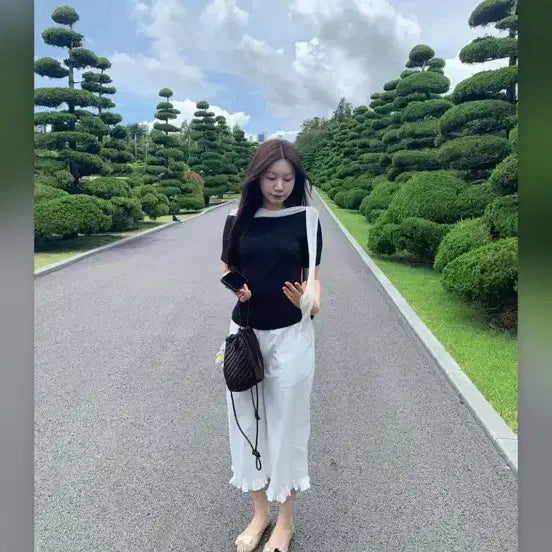 [BUNJANG] Shop Flat Black Market Blouse Pants Set / 샵플랫 블마 블라우스 팬츠 세트