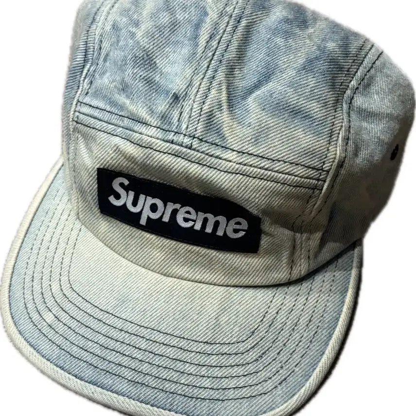 [BUNJANG] Supreme Washed Chino Twill Camp Cap Denim / 25FW 슈프림 워시드 치노 트윌 캠프캡 데님