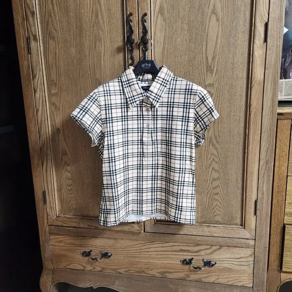 [BUNJANG] Burberry Check Short Sleeve Polo Shirt / 정품)버버리 체크 셔츠