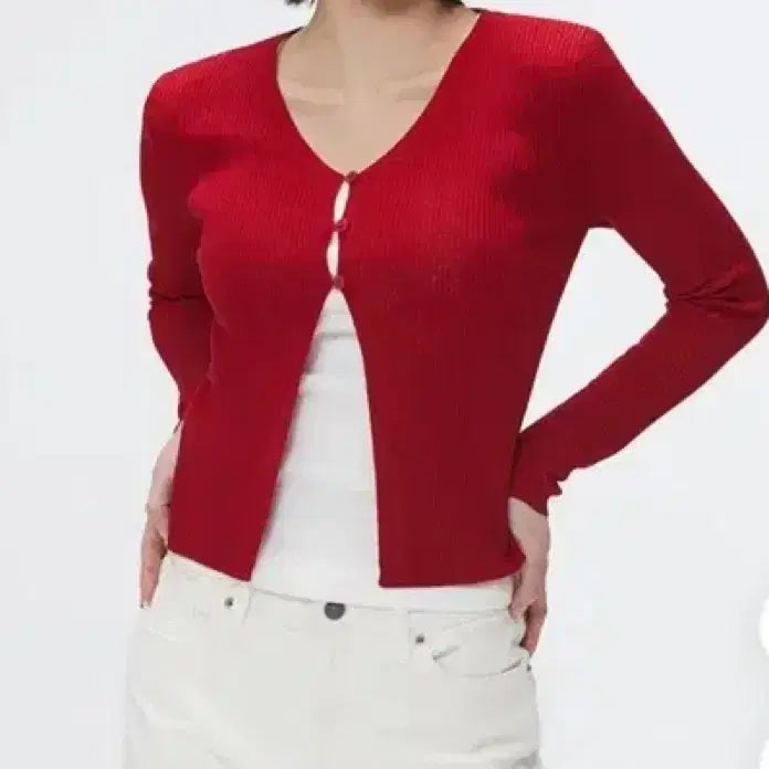 [BUNJANG] SPAO Summer Ribbed Cardigan Red / 스파오 썸머 여름 골지 가디건 새상품 택ㅇ(레드s)