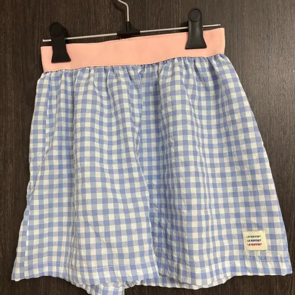 [BUNJANG] Lesonnet Summer Check Banding Shorts Blue / 르쏘넷 여름 체크 반바지 블루 밴딩 lesonnet