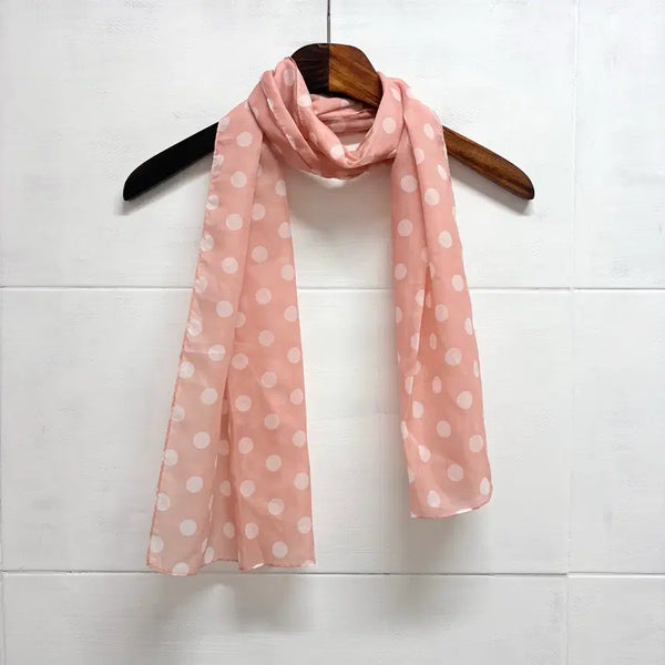 [BUNJANG] Pink Dot Pleated Mori Girl Scarf / 핑크 도트 주름 모리걸 머플러 스카프 JPN