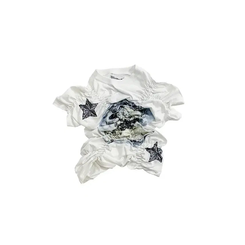 [BUNJANG] 604 Service Shirring Star Earth T-Shirt / 604서비스 셔링 스타 어스 티셔츠